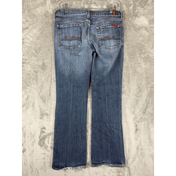 Seven‎ For All Mankind Bootcut Jeans Blue Wash Distressed Size 29 - Picture 2 of 7